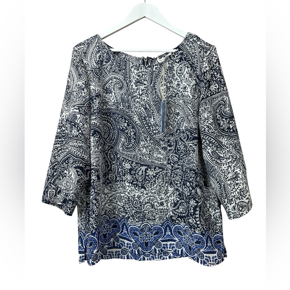 Artisan NY Blue Print Blouse Women Sz XL NWT